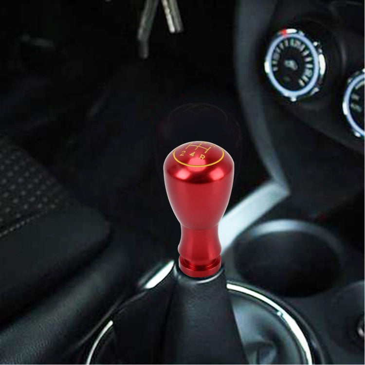 Red universal car gear shift knob with yellow 1-2-3-4-R markings