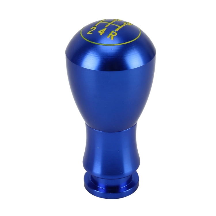 Blue shift knob with yellow 1-2-3-4-R markings, round top