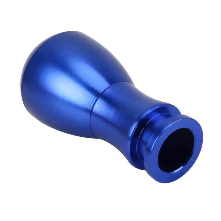 Blue metal gear shift knob with hollow bottom insert and threaded base