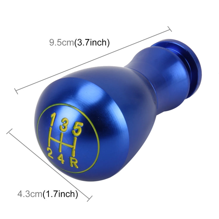 Blue gear shift knob with 1-3-5 and 2-4-R markings plus size labels