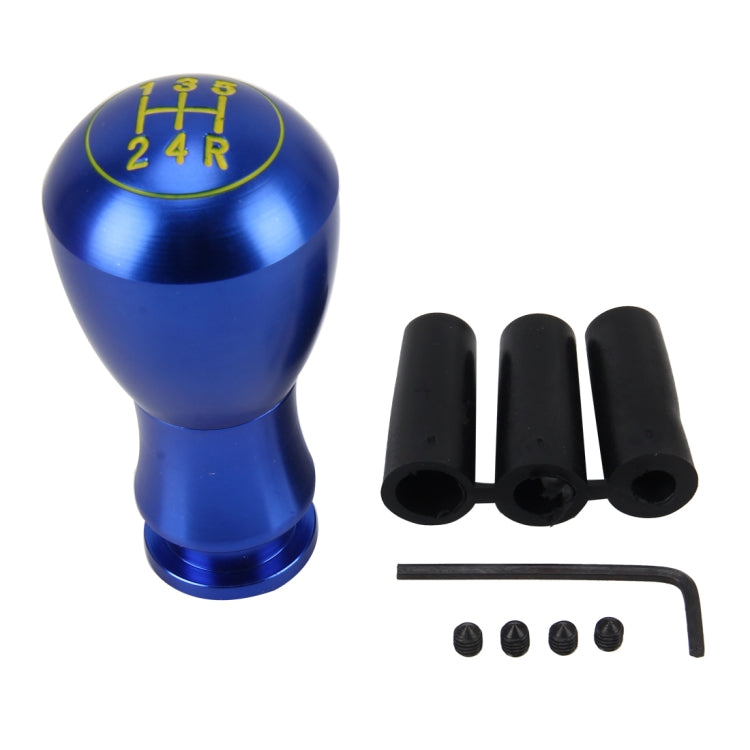 Blue gear shift knob kit with black sleeves, screws, and installation key