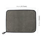Microfiber cleaning towel, gray rectangle with black border and hanging loop.