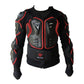Black protective motorcycle armor jacket with gray chest panel and red trim, size S