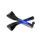 Blue motorcycle rearview mirrors with black triangular housings, pair