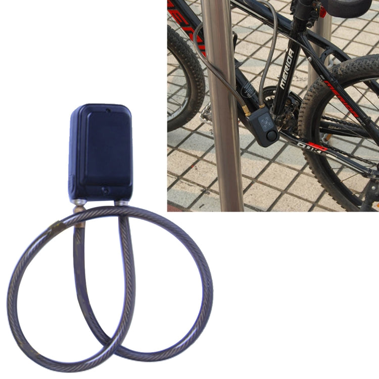 Blue bicycle vibration alarm with coiled sensor cables and protective case