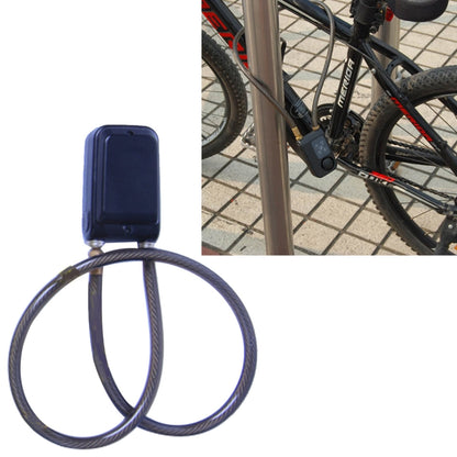 Blue bicycle vibration alarm with coiled sensor cables and protective case