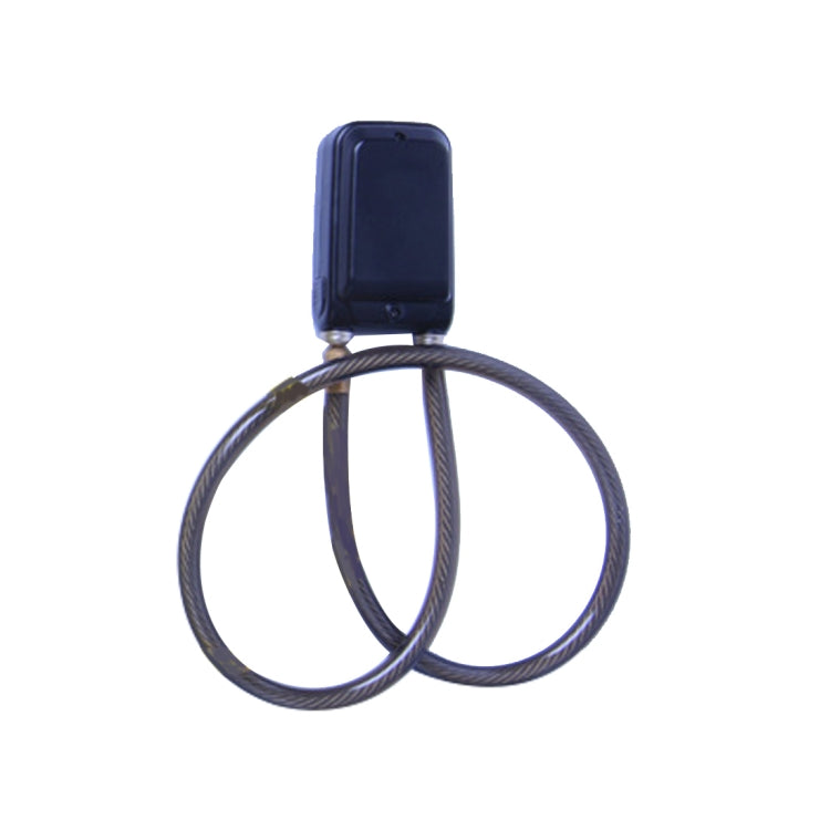 Blue vibration alarm case with two coiled cables, viewed from front