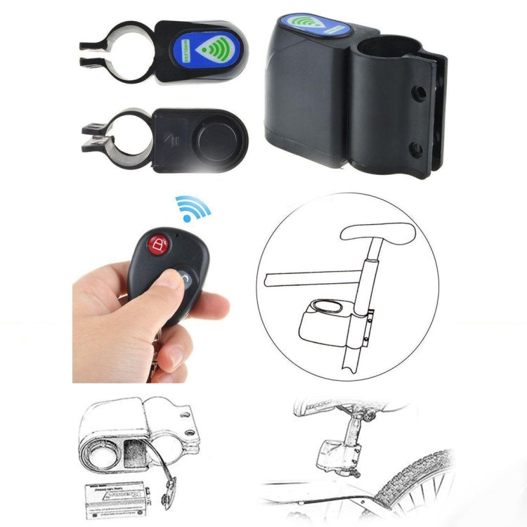 Bicycle wireless alarm set with sensor unit, key fobs, and mounting clips