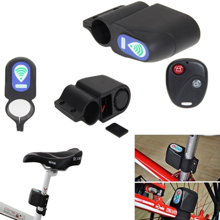 Bicycle wireless alarm sensor with remote control and clamp mounting bracket