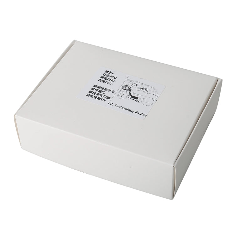 White product packaging box with small instruction label