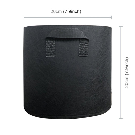 2-gallon planting grow bag, dark fabric pot with handle slots; size marked 20cm
