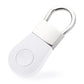 White key finder tracker with metal key ring and circular button