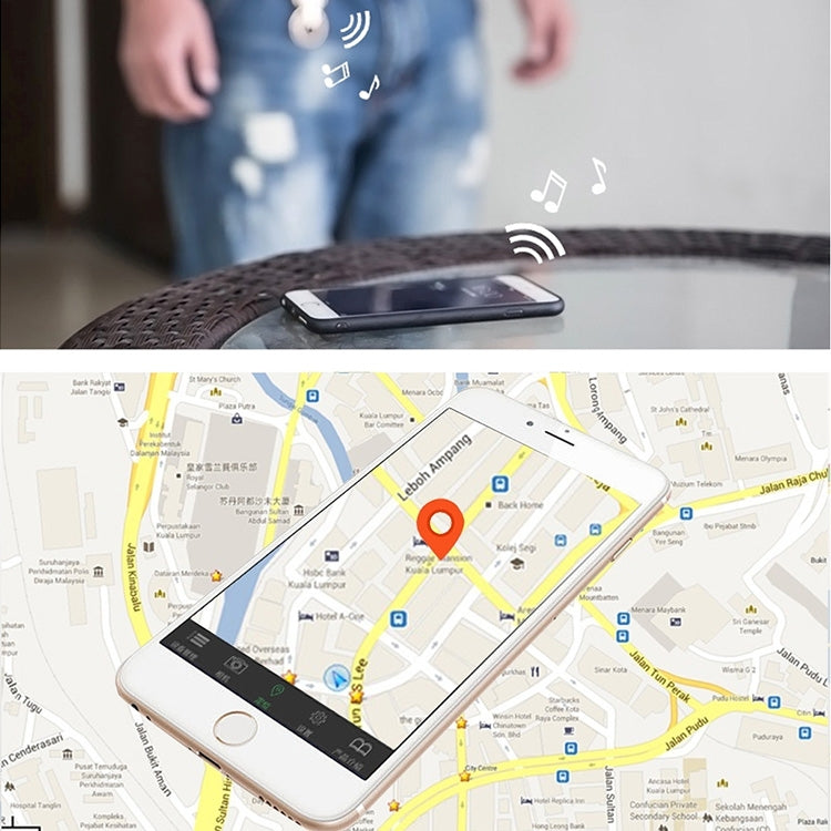 Smartphone map showing location signal for key finder tracker