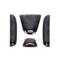 Set of three black carbon-fiber texture steering wheel trim pieces with red border