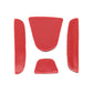 Set of three red steering wheel trim sticker pieces with curved center cutout