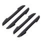 Black carbon fiber door edge guard stickers set with curved tips and adhesive backing, 4-pack.