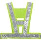 Neon yellow reflective safety vest front view with silver V and cross reflective straps