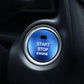 Engine start/stop push button cover trim sticker with blue center and silver ring