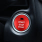 Engine start/stop push button cover trim sticker with red center and silver ring