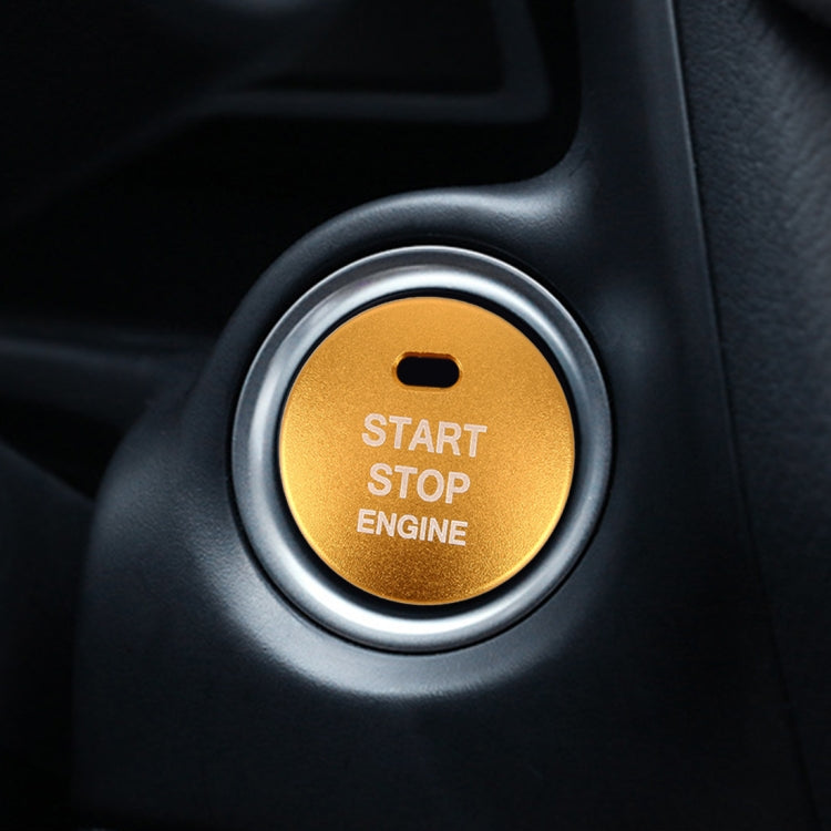 Engine start/stop push button cover trim sticker with yellow center and silver ring