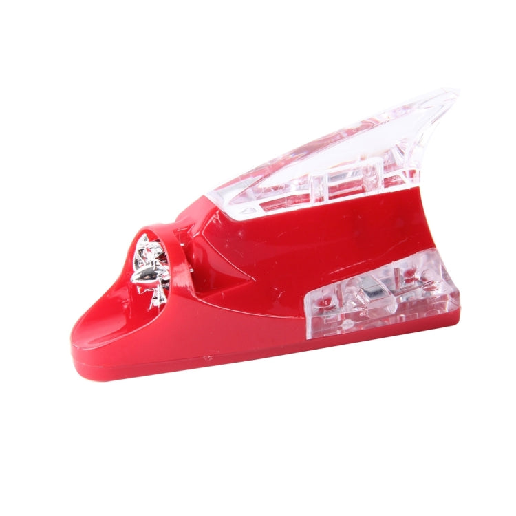 Red shark fin car antenna decoration with clear multi-lens warning lights