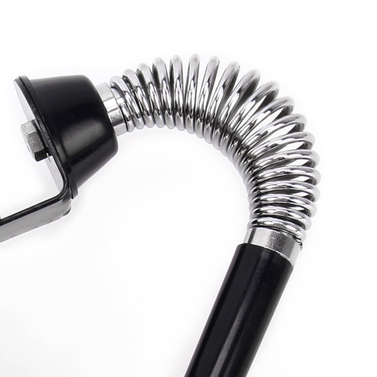 Antenna spring segment with chrome coil and black housing, close-up