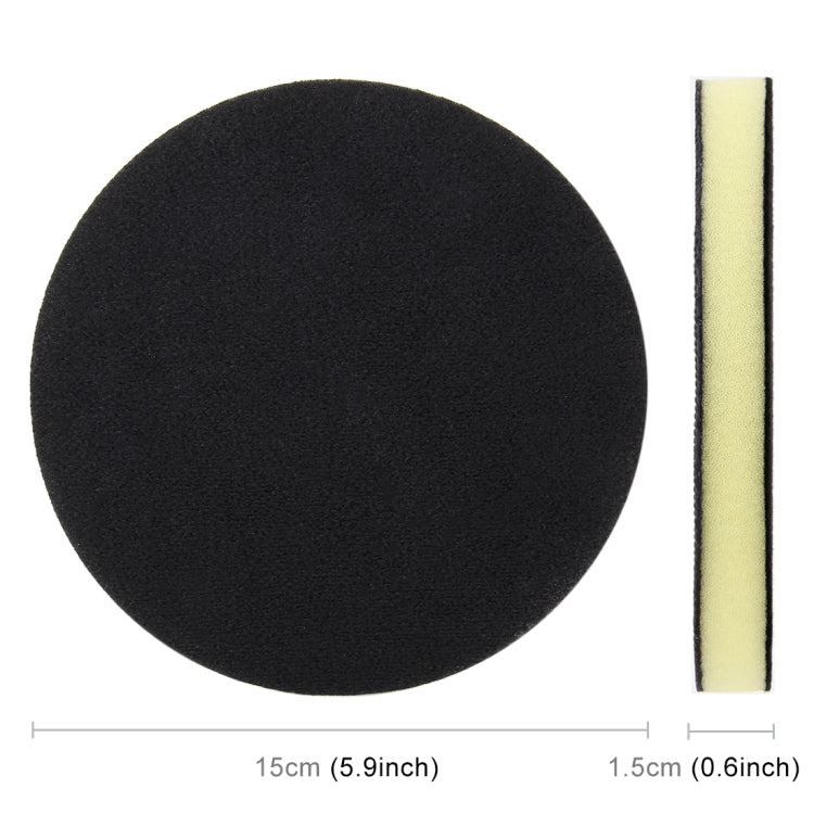 15 cm black grinding disk pad with textured surface and side size indicator