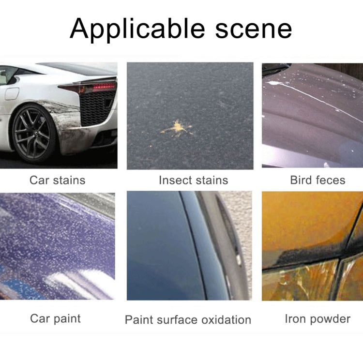 Collage showing car stain cleaning uses: stains, insect spots, bird droppings