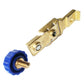 Motorcycle battery cut-off switch with blue push knob and bolt terminal posts