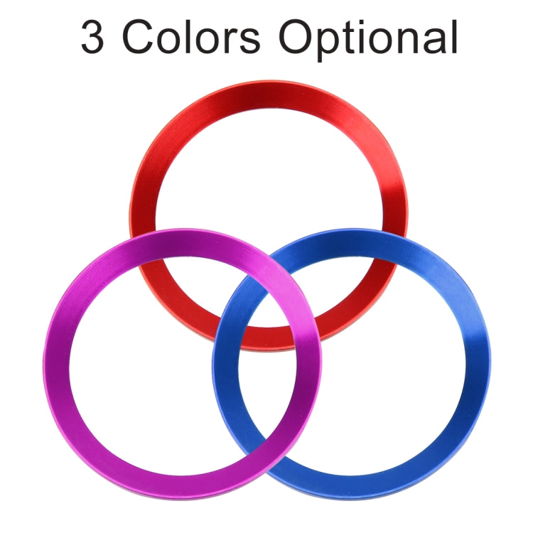 Set of blue, red, and purple trim rings for push-start engine stop button