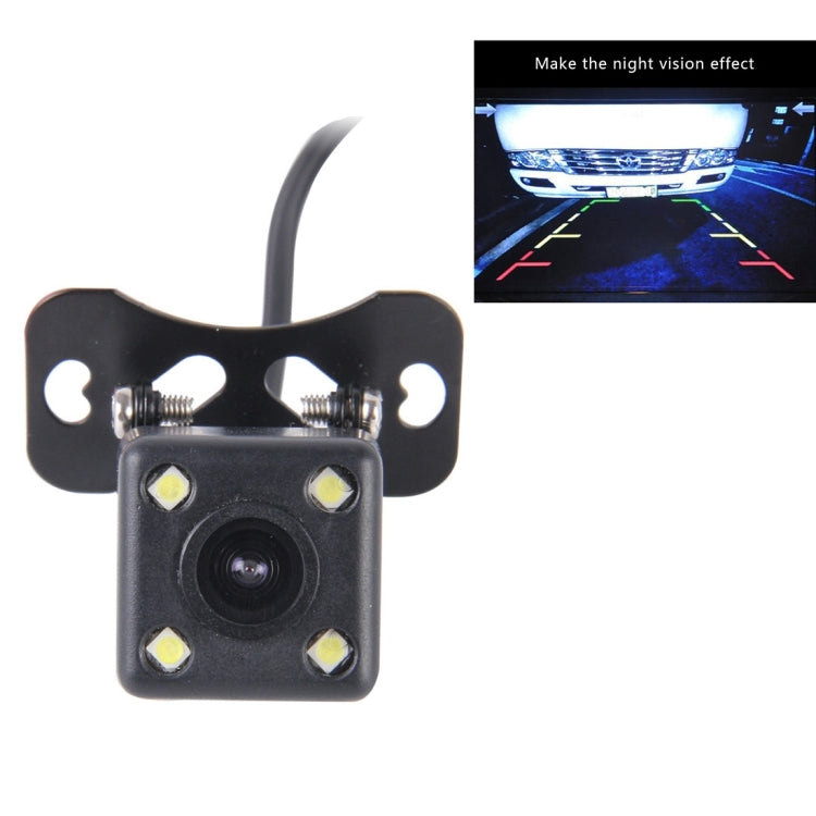 Universal rear view backup camera with bracket and four LED lamps, black housing