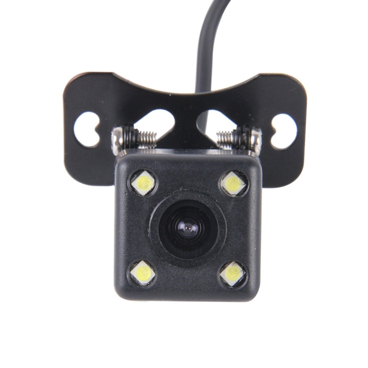 Universal rear view backup camera front view with four LED lamps and mounting bracket