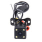 Universal rear view backup camera with four LEDs, attached wiring, and small round connector