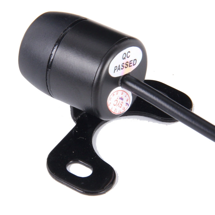 Car rear view backup camera with QC PASSED label and attached black cable