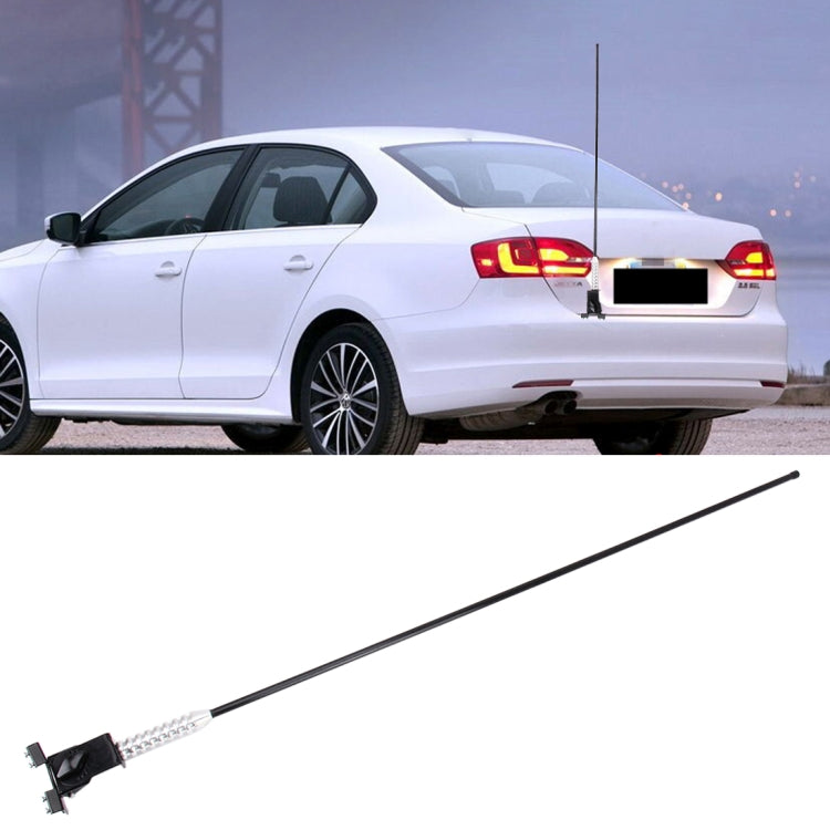 Car radio antenna aerial, black base with silver spring rod for 105cm mast