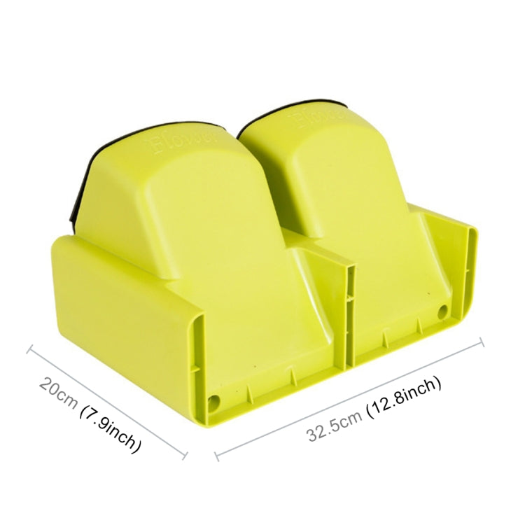Lime green stackable planter tray with two compartments and black end caps