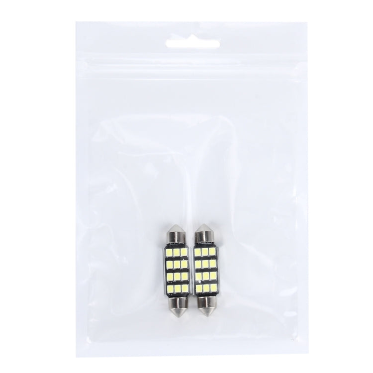 Two 39mm LED dome light bulbs in retail bag, chrome bases with SMD panels