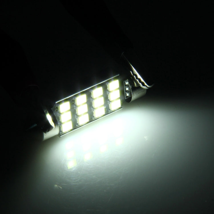 39mm LED dome light bulb pair, bright white SMD glow on chrome base, two-pack