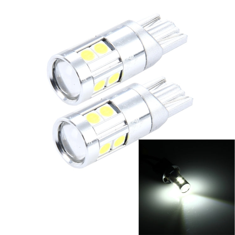 Pair of T10 LED car clearance bulbs with chrome housing and yellow SMD chips