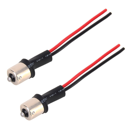 Pair of BA15S bulb holder male sockets with red/black wires and metal bases