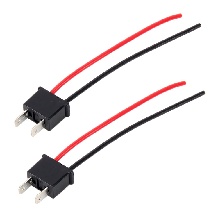 Pair of H7 bulb holder bases with male sockets and red/black wire leads