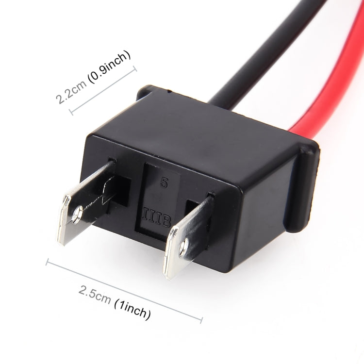 H7 male bulb socket holder base with red/black wires and metal terminals