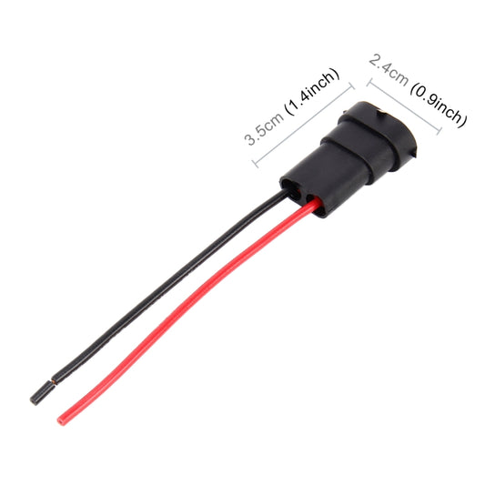 H8/H11 bulb holder male socket with red/black wire leads, black plastic housing