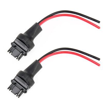 Pair T25/3156 male bulb socket bases with red/black wires and black pin terminals