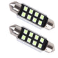 Two 41mm LED festoon bulbs with black LED strip and 8 green SMD squares, silver ends