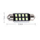 Festoon LED dome bulb with black PCB, green SMD LEDs; 3.6 cm length shown