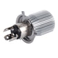 Motorcycle LED headlight bulb angled view with silver cooling fins and metal base