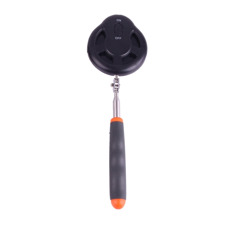 Telescoping inspection mirror handle with on/off switch cap and 55mm mirror head