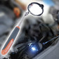Telescoping inspection mirror with round head and lit LED, orange-black handle
