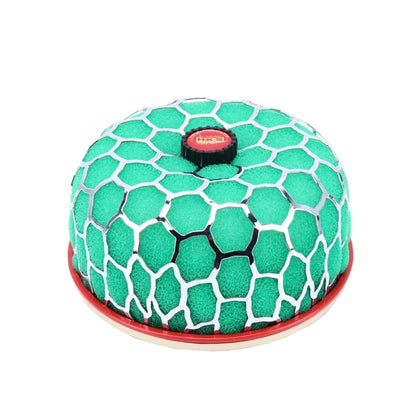 Bees nest style air filter, green honeycomb foam with red top cap